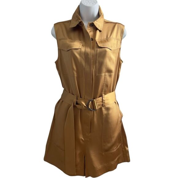 Banana Republic Golden Tan Silk Sleeveless Romper XS - Picture 1 of 9